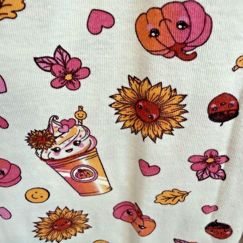 Children’s Place Girls Sz 14 Pajamas Pumpkin Spice Pjs PSL Autumn Fall Halloween - Picture 6 of 7